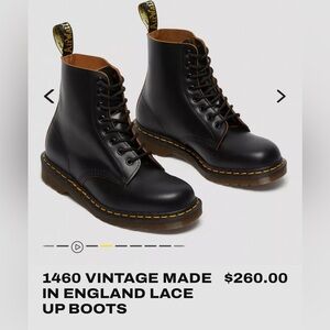 1460 Doc Marten lace up boots. Made in England, black Quilon leather.